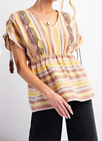 Easel - Oasis Ruched Shoulder Tunic Top