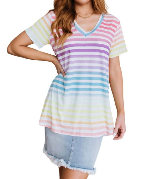 Heimish Usa - Looking for Rainbows V-Neck Striped Top