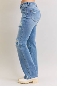Judy Blue Mid Rise 90's Straight Leg Jean in blue - women's jeans - view 4