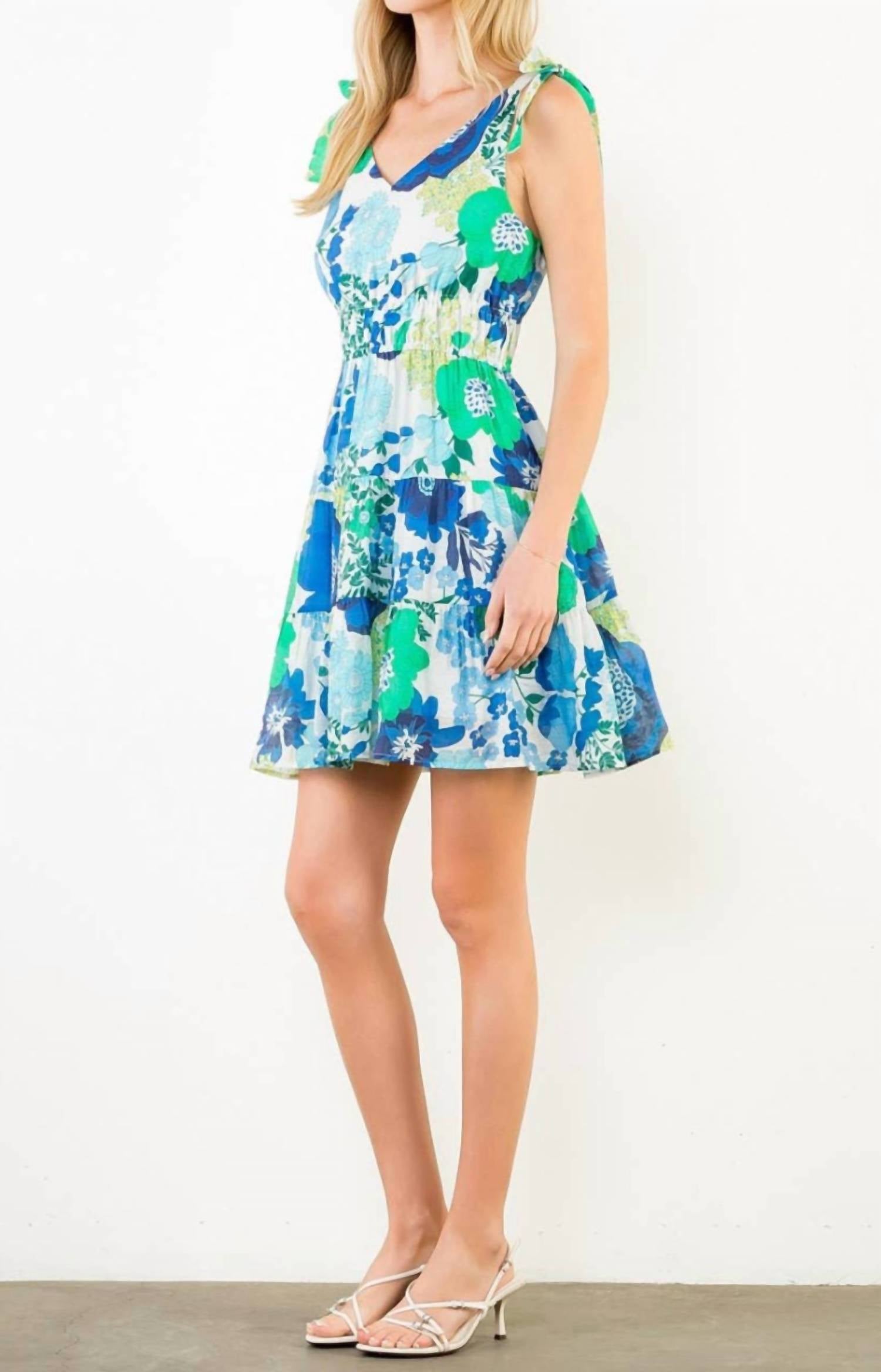 Thml - Floral Print With Shoulder Tie Straps Dress