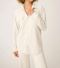 PJ Salvage Craving Corduroy Long Sleeve Button Up Shirt in natural - women's intimate