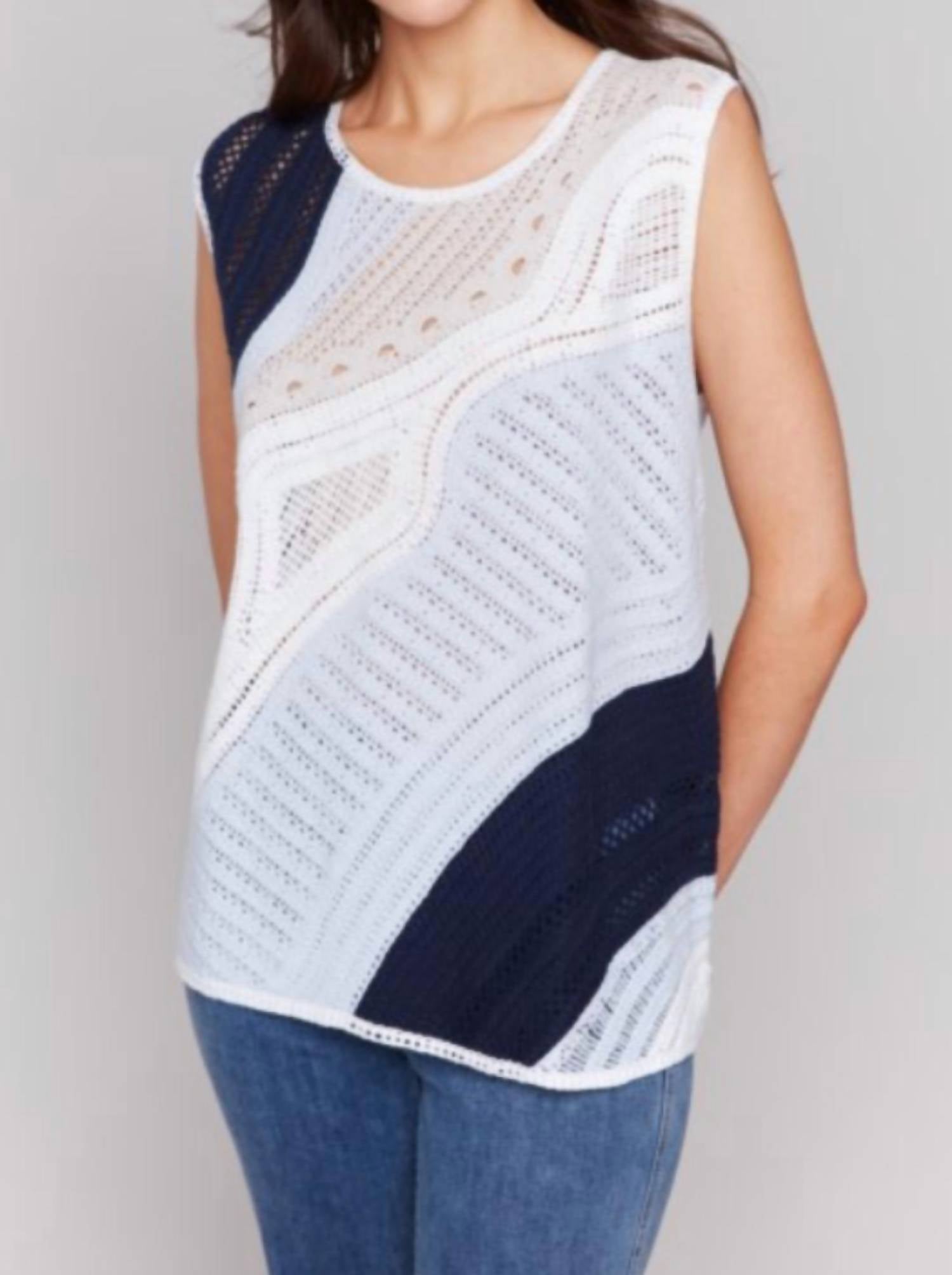 Charlie B - Sleeveless Colorblock Crochet Top