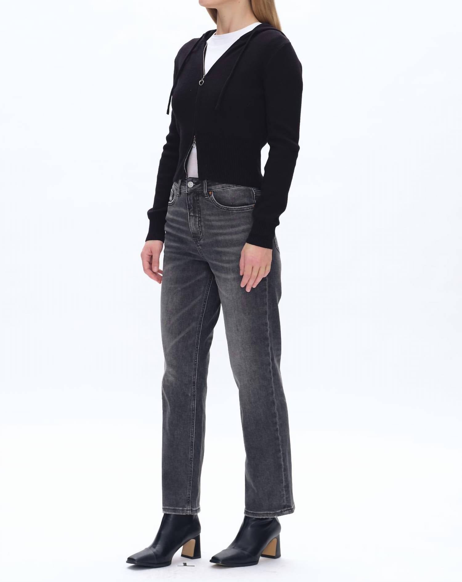 Bayeas High-waisted Straight Leg Trousers in black - women's jeans - alternate view
