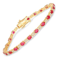 Diana M Jewels Women's Oval Natural Ruby Bracelet (4.60 Ct) - Statement in 14k yellow gold - women's jewelry
