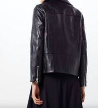 SAMSOE Women's Welter Leather Jacket in black - women's jacket - detail view