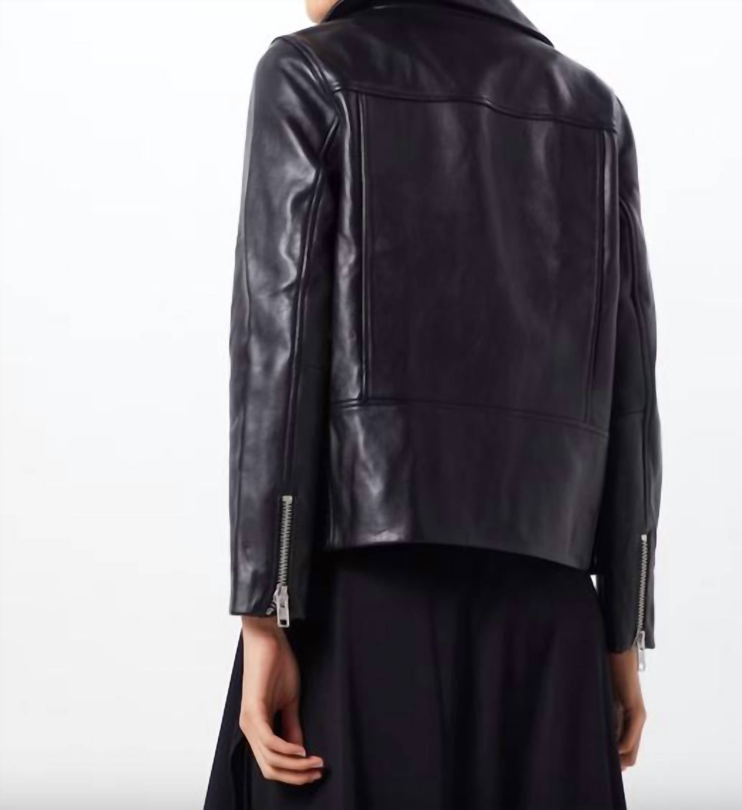 SAMSOE Women's Welter Leather Jacket in black - women's jacket - detail view
