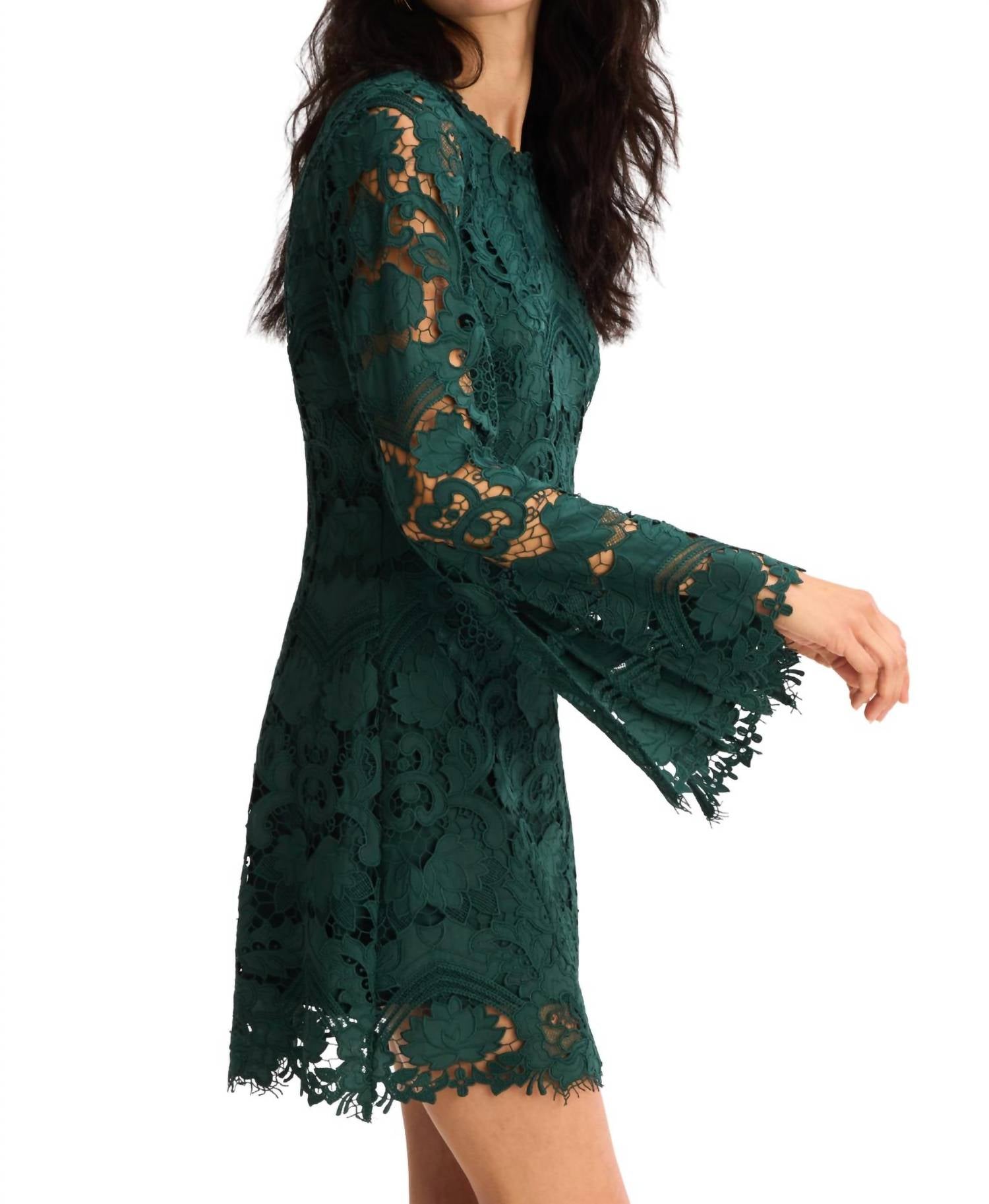 ALLISON NEW YORK DAISEY DRESS in pine green - women's dress - detail view