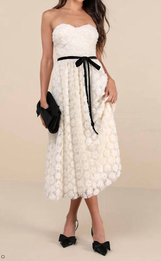 Lulus - Floral Applique Lace Midi Dress