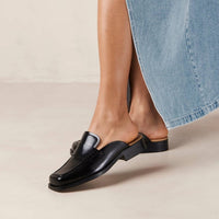 ALOHAS Women's Alfred Leather Loafer Mule in black - women's shoe