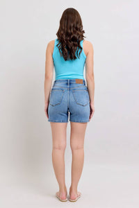 Judy Blue Two Button Mid Length Dad Shorts in medium wash - women's shorts - view 6