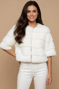 Metric Knits - Faux Fur Half Sleeve Bolero Jacket
