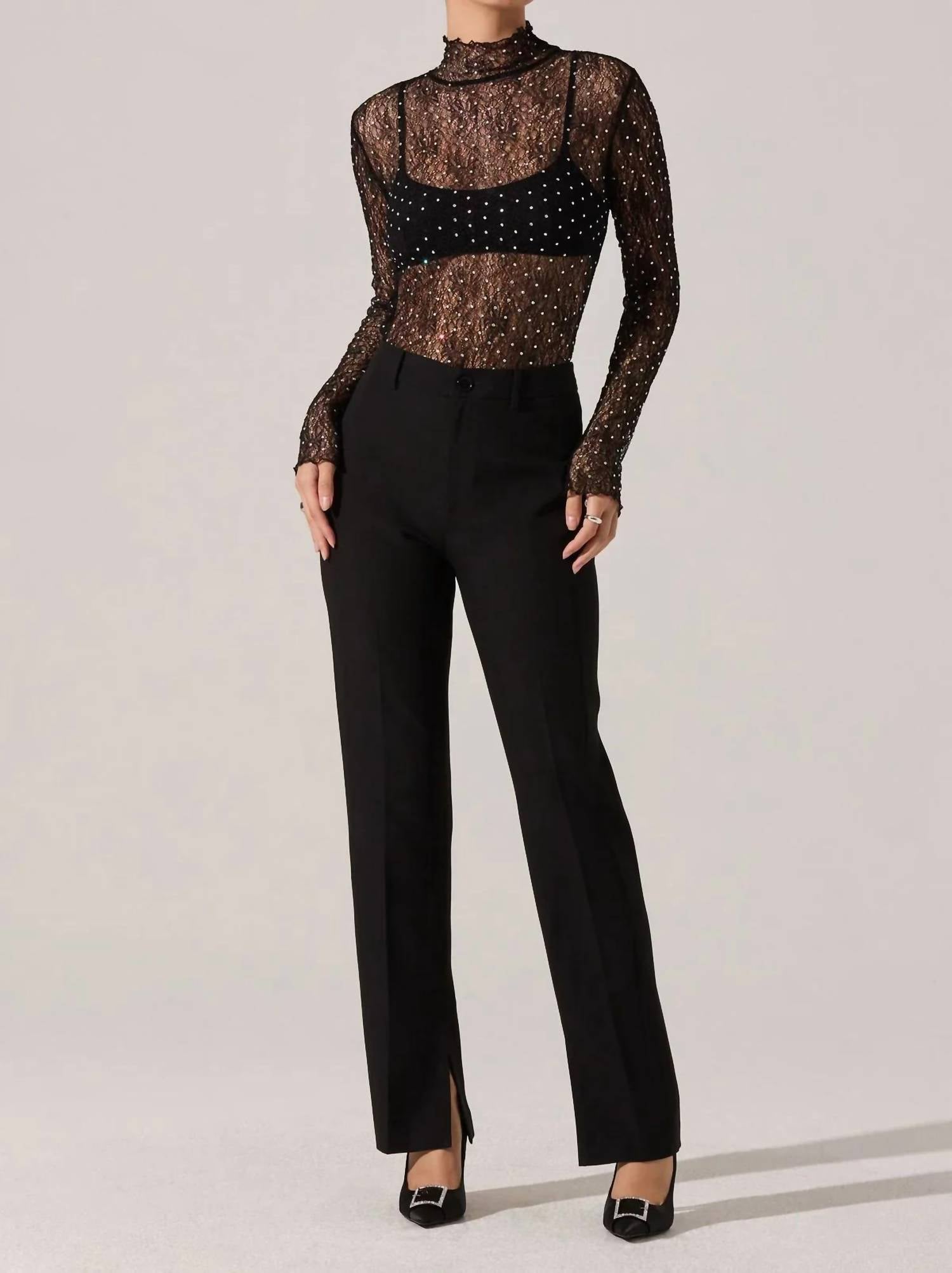 Astr - Kyra Rhinestone Lace Top