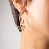 Gold & Honey - Butterfly Charm Lucite Hoop Earrings