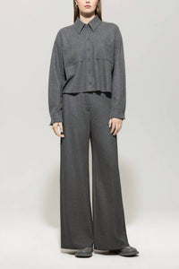 LUISA CERANO Flannel Wide Leg Pant in dark grey melange - women's pants