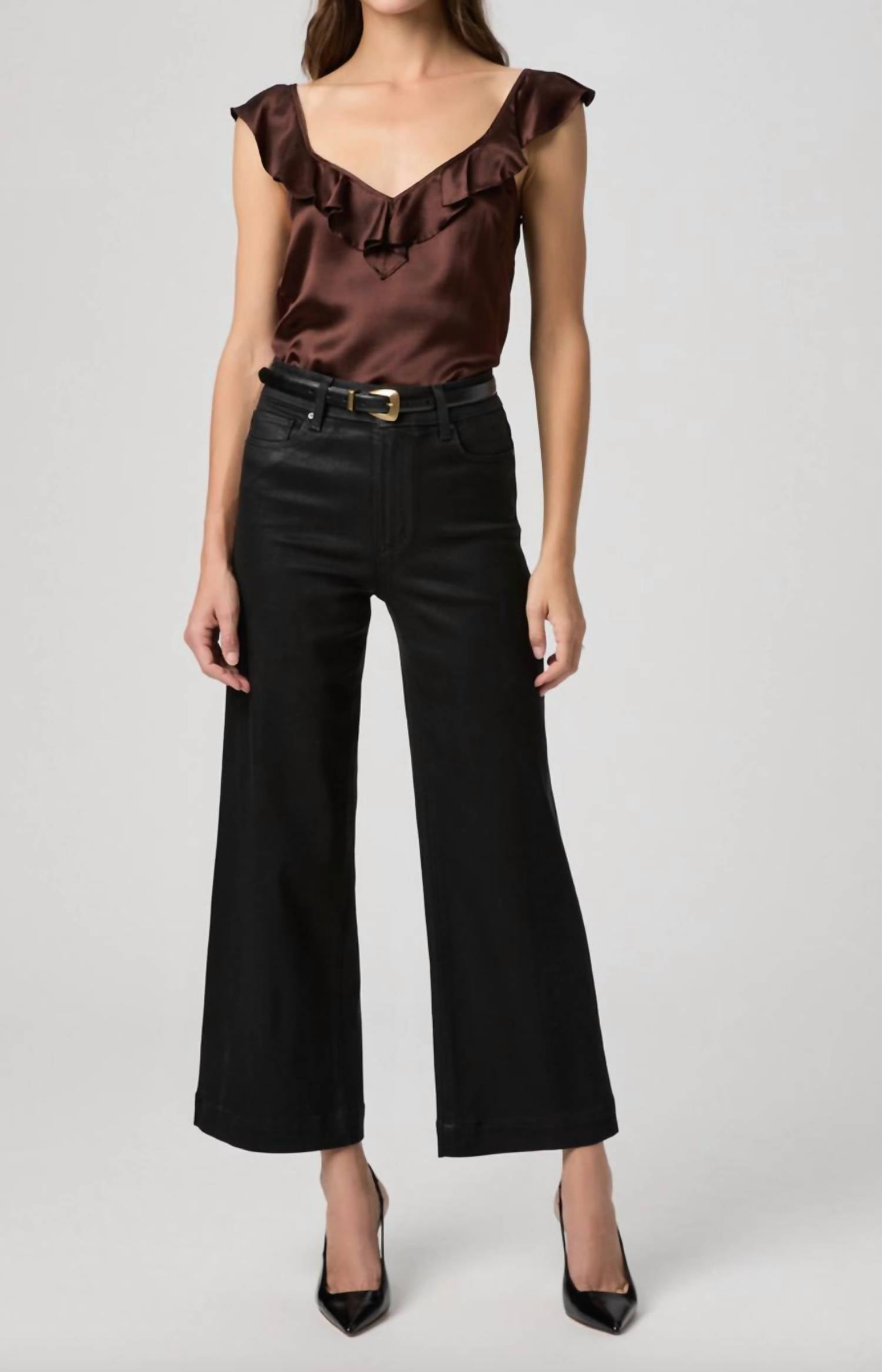 Paige Anessa Wide Leg Jean in black - women's jeans - view 5