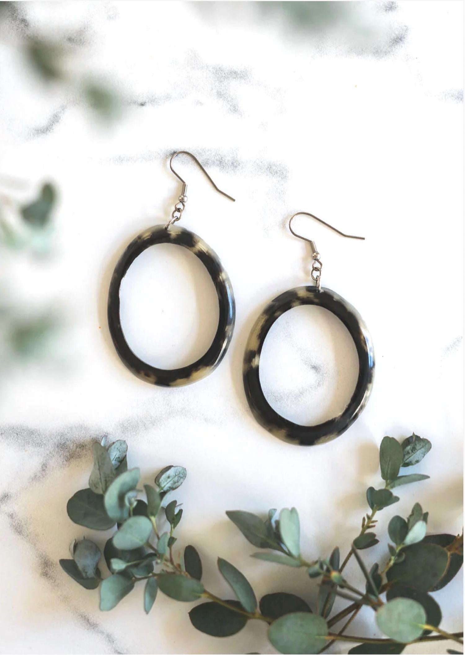 Cedar And Cypress - Women's Natural Horn Hoop Earrings