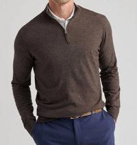 PETER MILLAR Excursionist Flex 1/4 Zip Sweater in antique walnut - men's sweater