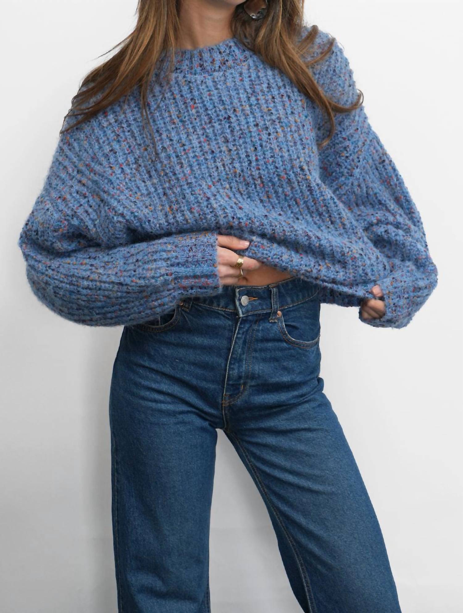 Greylin - Jasper Slouchy Speckled Crew Neck Sweater