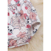 Kids Charm - Girls Ruffle Strap Bunny Floral Onesie