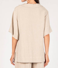 P.Cill - Linen Collared V-neck Top
