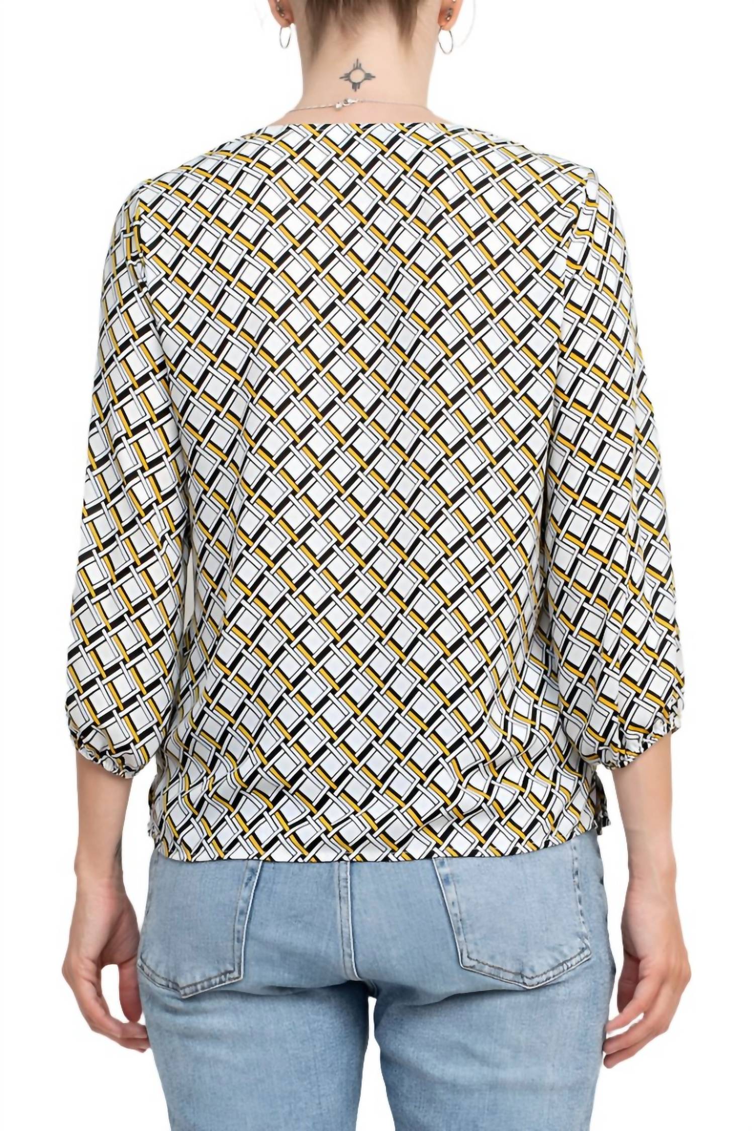 Counterparts - V Neck Elastic Shoulder Detail Elastic Cuff Top