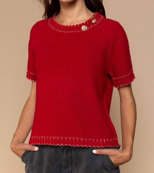 Round Neck With Gold Button Detail Sweater