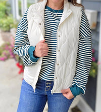 STACCATO Quilted Zip Up Vest in ivory - women's jacket - alternate view