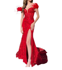Sherri Hill - Sequin Leaf Lace Embroidered Gown