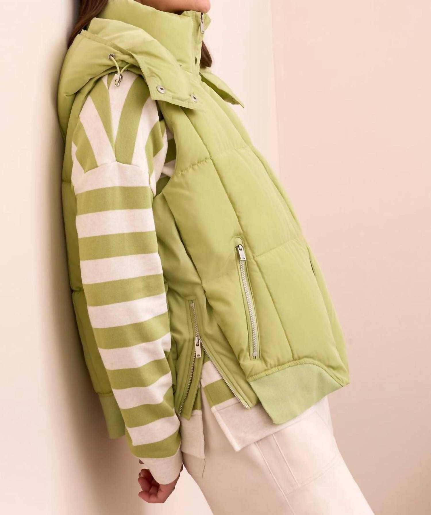 Tribal - Quilted Puffer Vest With Removable Hood - Plus