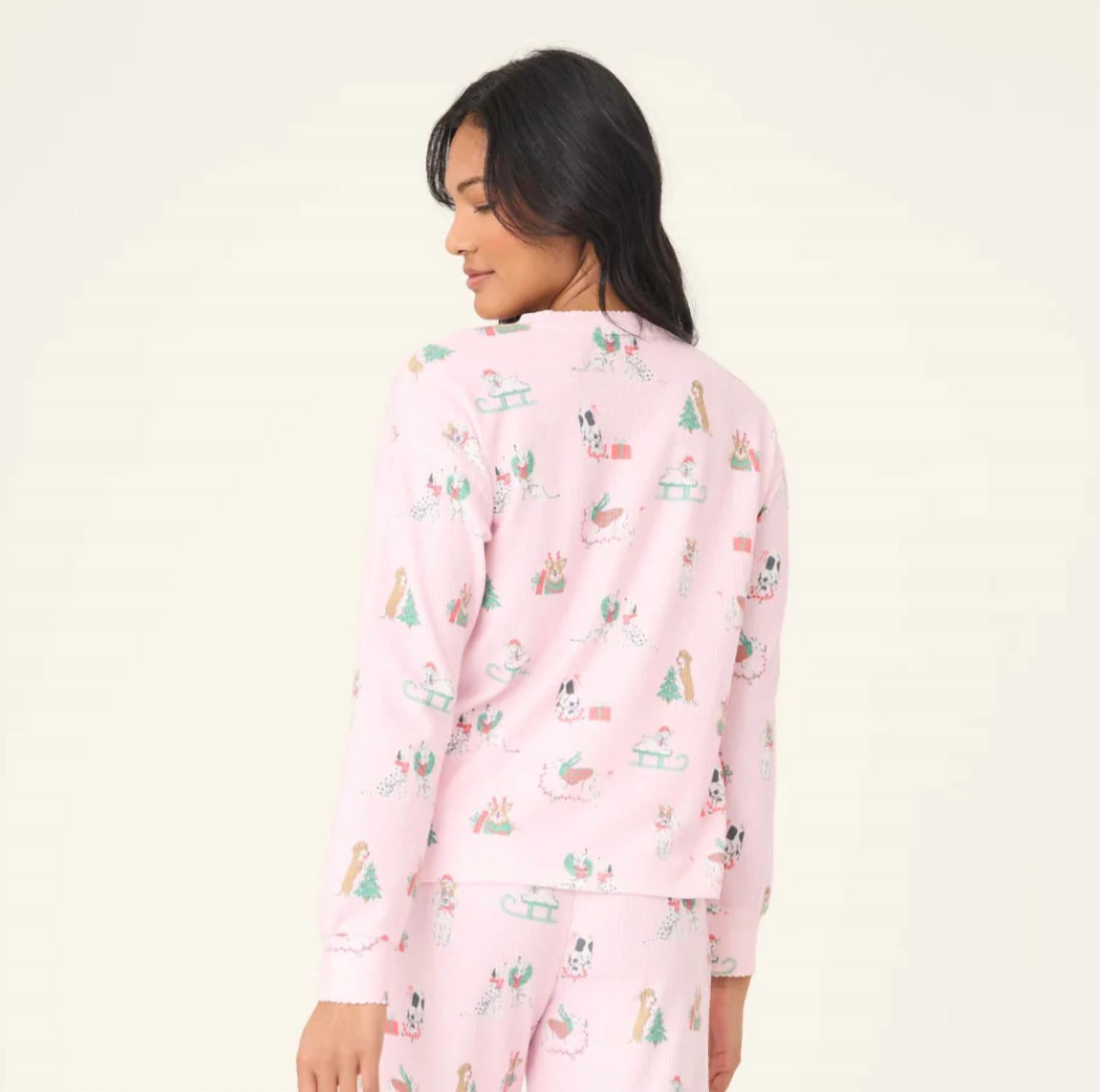 Pj Salvage - Peace And Pawlidays Dog Print Long Sleeve Top