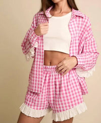 Fantastic Fawn - Stay The Night Gingham Set Top