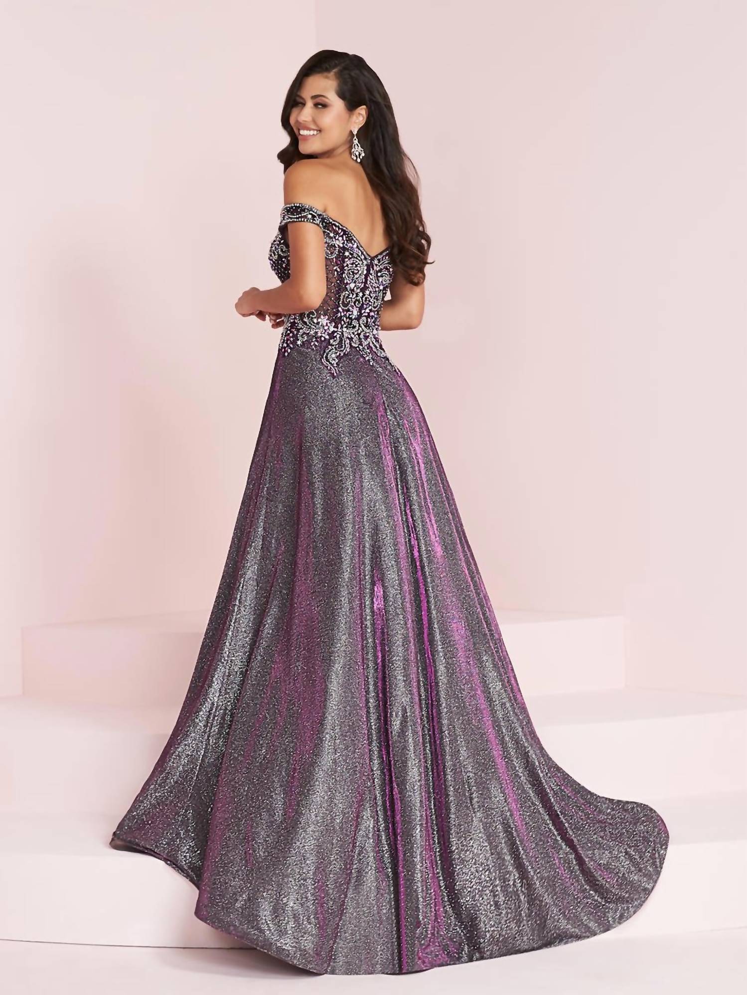 Panoply - Women's Beaded Off Shoulder Shimmer Gown