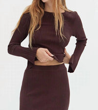 Crescent - Long Sleeve Ribbed Knit Top