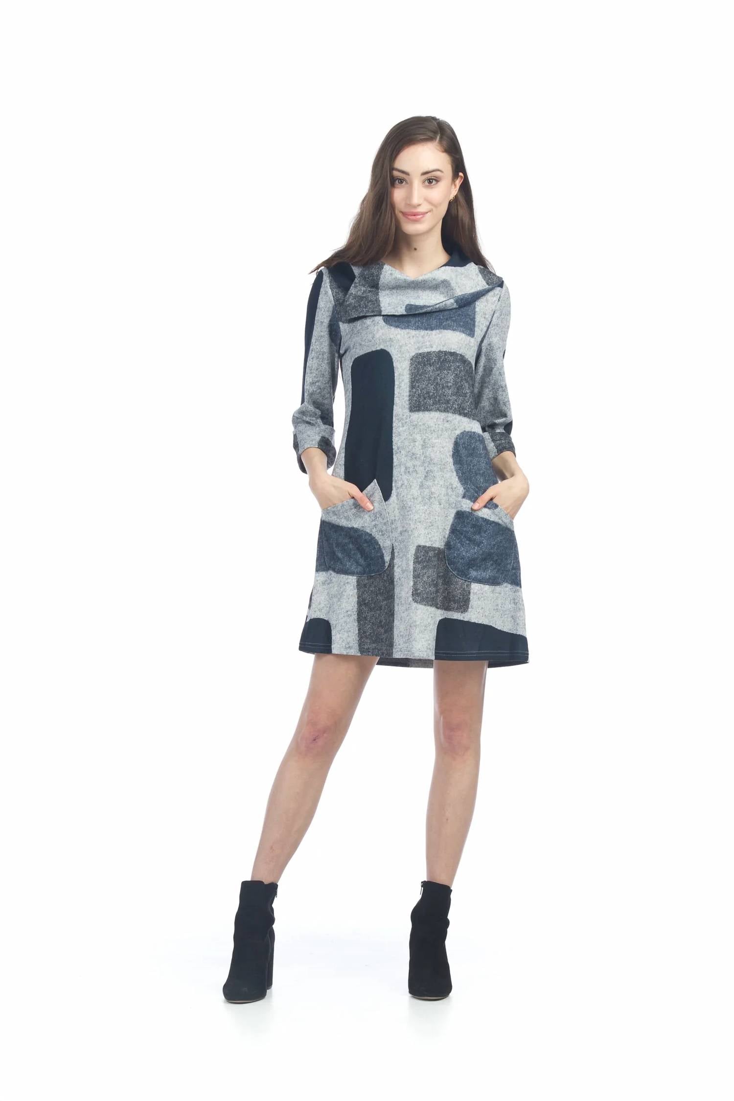 Papillon - Color Blocked Dress With Fold Over Collar
