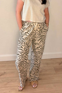 New In - Aria Zebra Print Wide Leg Pants