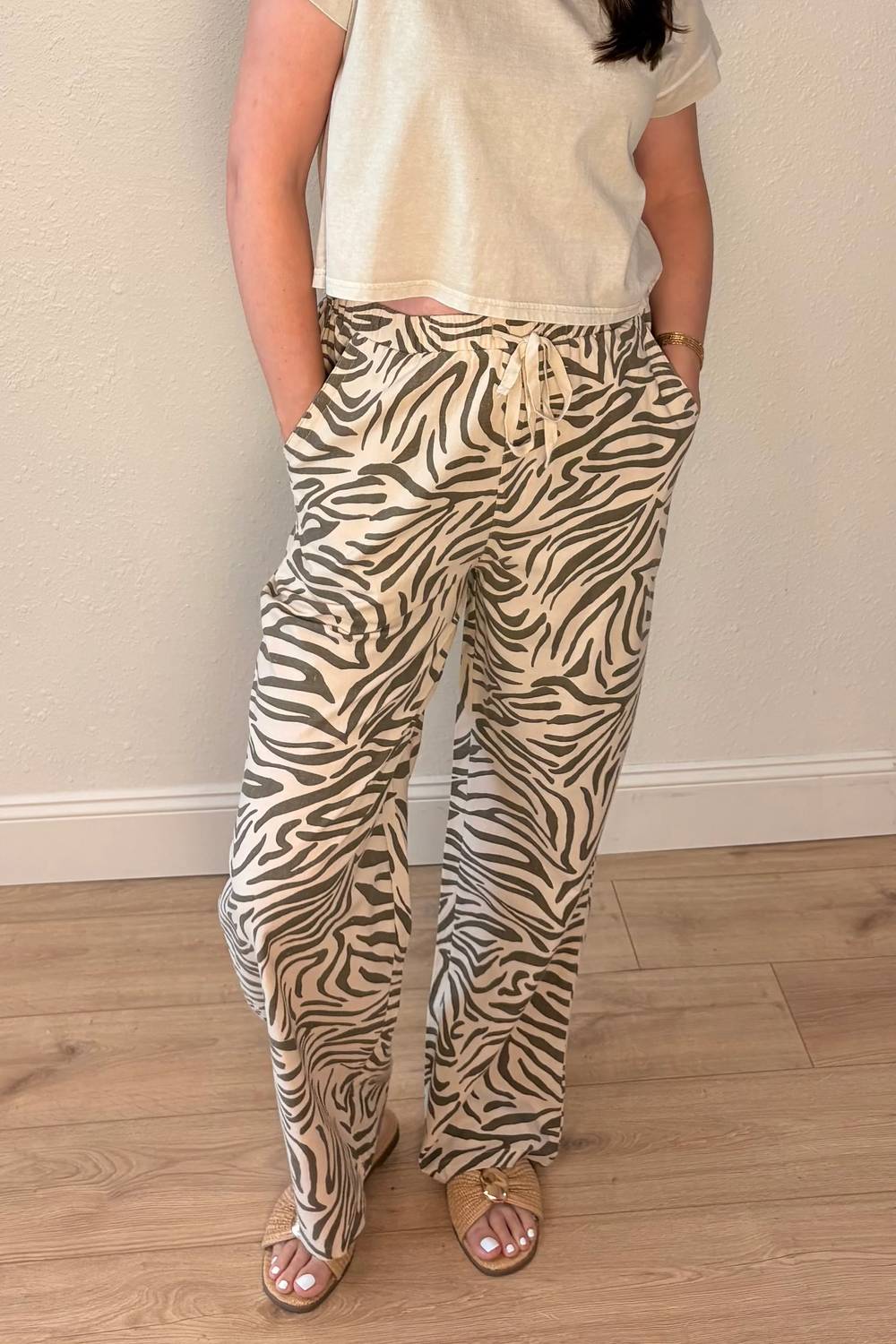 New In - Aria Zebra Print Wide Leg Pants