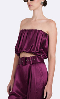 Nonchalant Label - May Strapless Corseted Bubble Crop Top
