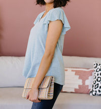 Slub Knit Flutter Sleeve Top