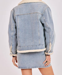 Sadie & Sage - Metropolis Denim Jacket With Faux Shearing
