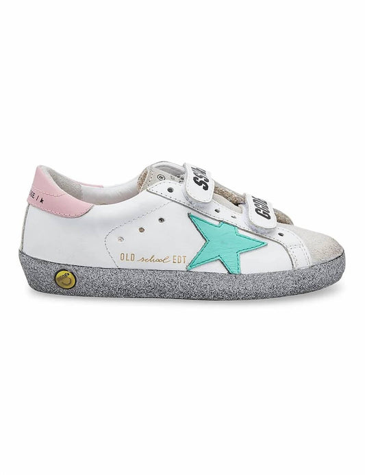 GIRLS OLD SCHOOL LEATHER UPPER & STAR GLITTER SOLE SHOES