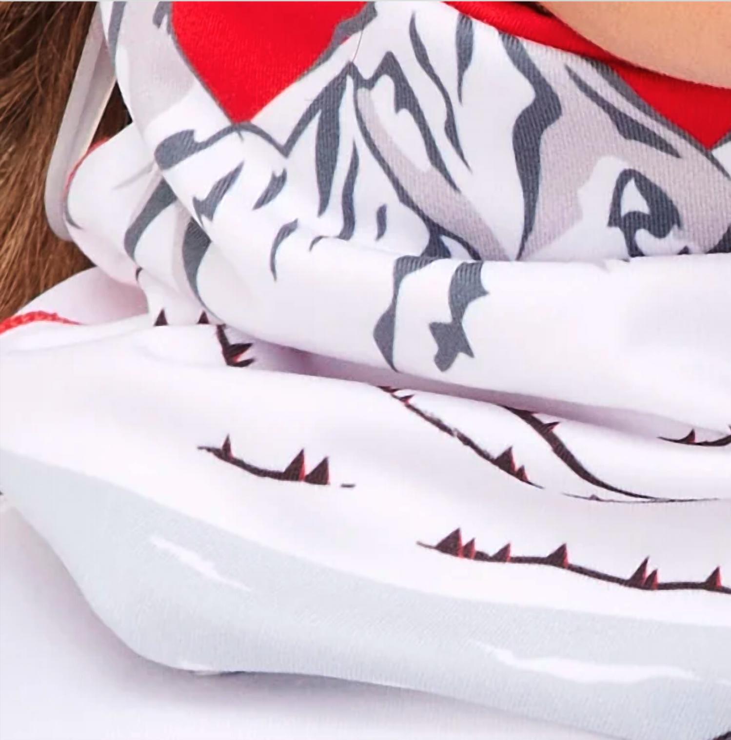 krimson klover Illustrated Neck Gaiter in apres anyone red - women's scarf - detail view
