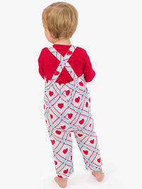 RuffleButts Baby Boy's Sweetheart Gauze Overall Jumpsuit in blue red - kids' item - view 4