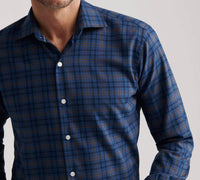 PETER MILLAR Bar Harbor Performance Flannel Shirt in blue haze - men's shirt - detail view