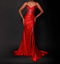 Johnathan Kayne Sparkling Two Tone Bodice Gown in red - women's dress