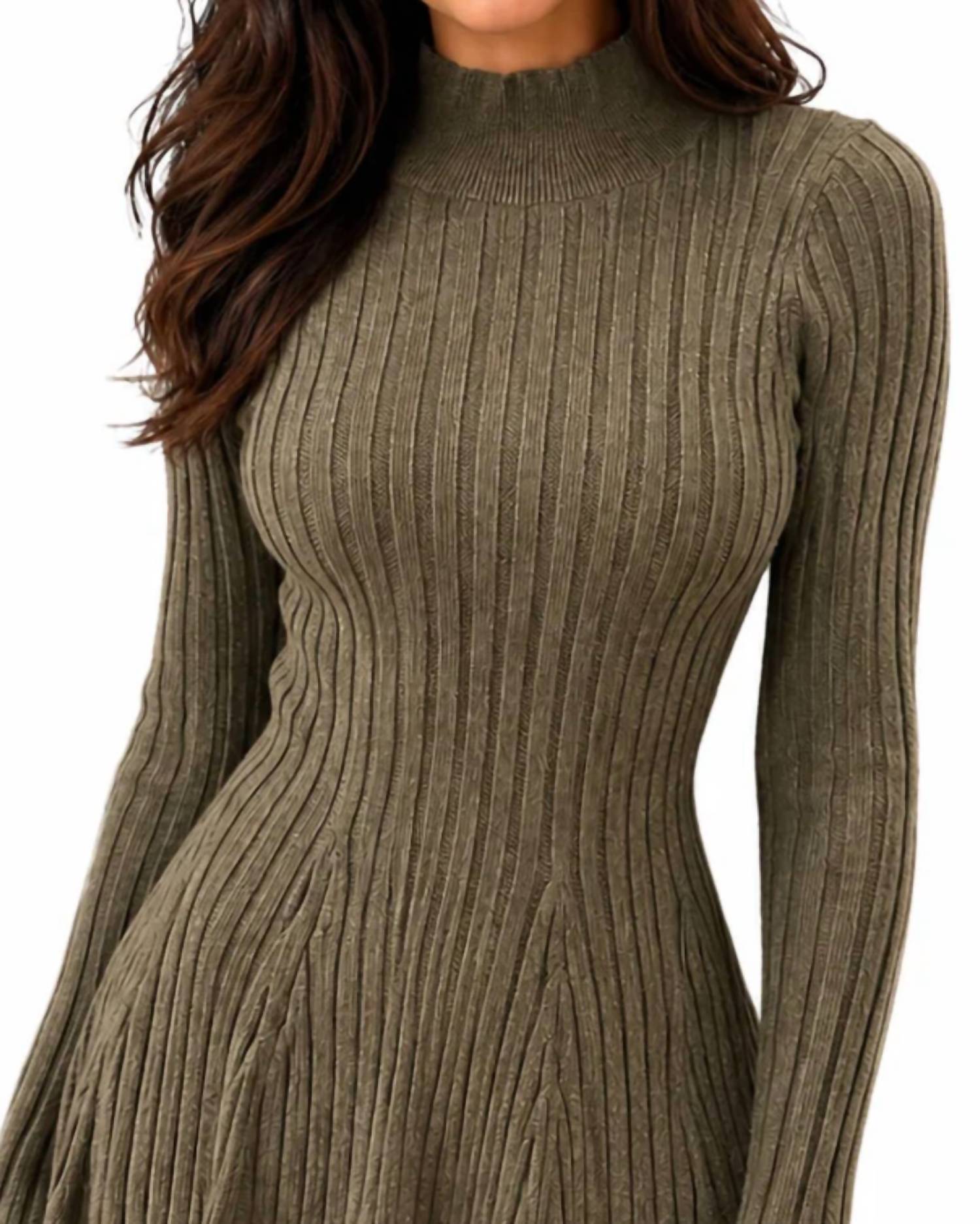 Heartloom - Rib Mock Neck Sweater Dress