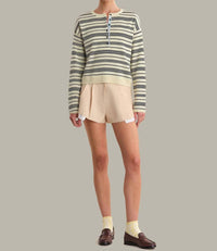 525 America - Cara Striped Henley Pullover