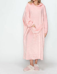 Double Take - Full Size Pocketed Hooded Midi Lounge Dress