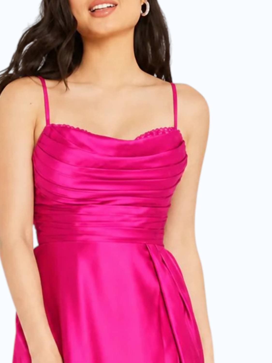 JOVANI Classy A Line Gown in hot pink - women's dress - detail view