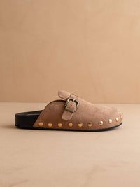 OASIS SOCIETY Women's Toni Studded Buckle Clog in latte - women's flats - detail view