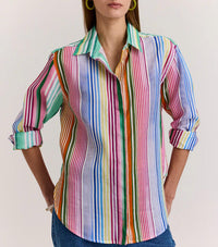 Hinson Wu Halsey Long Sleeve Shirt Top in multi - women's long sleeve top
